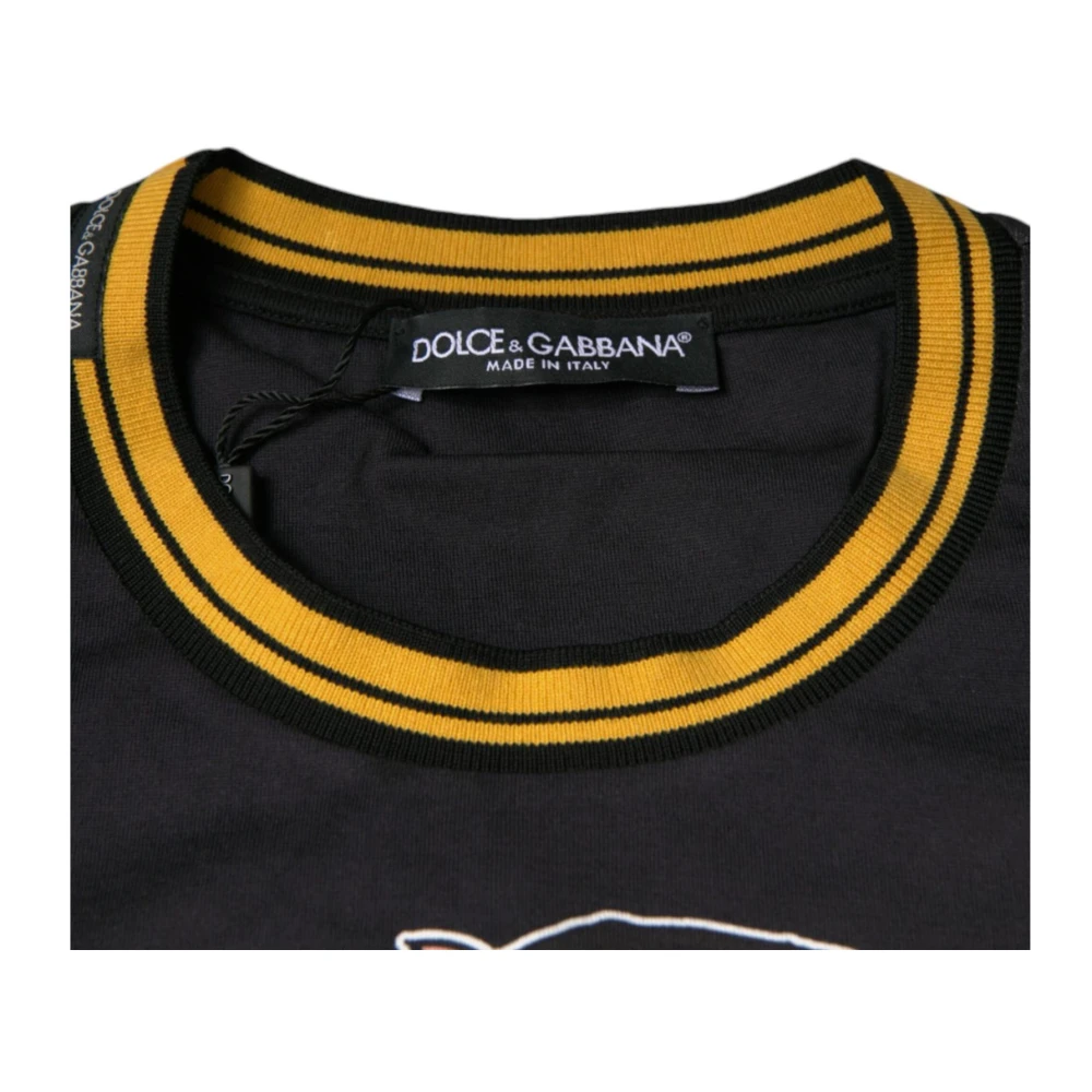 Dolce & Gabbana Zwarte Katoenen Crew Neck T-shirt Black Heren