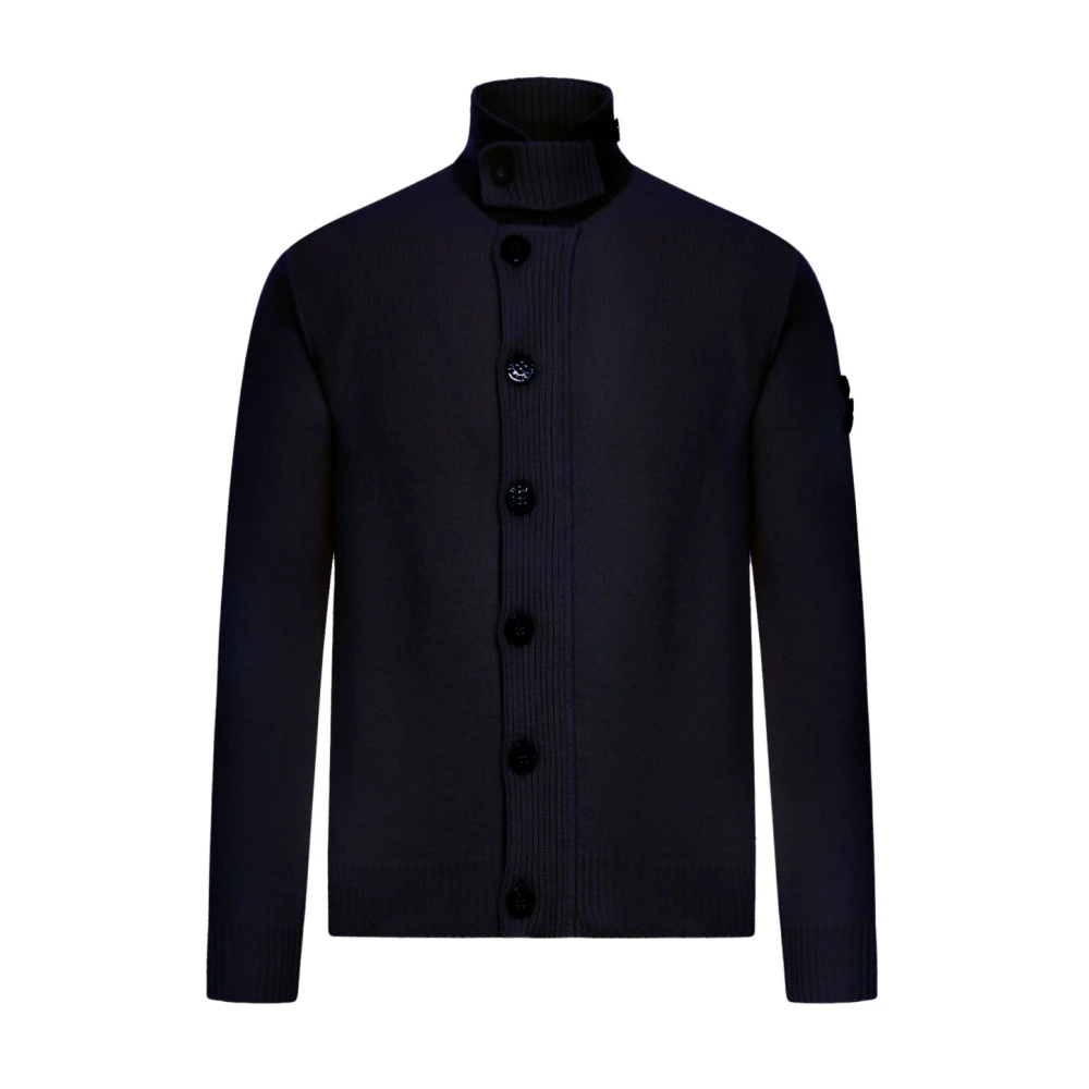 Stone Island High-Neck Cardigan - Male - Cardigans - Blue - 2XL - Knitwear