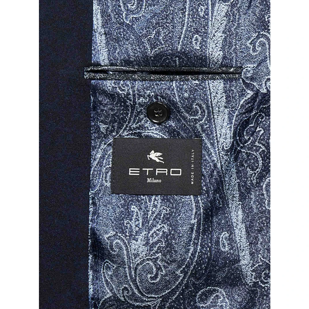 ETRO Blauwe Double-Breasted Cashmere Jas Blue Heren