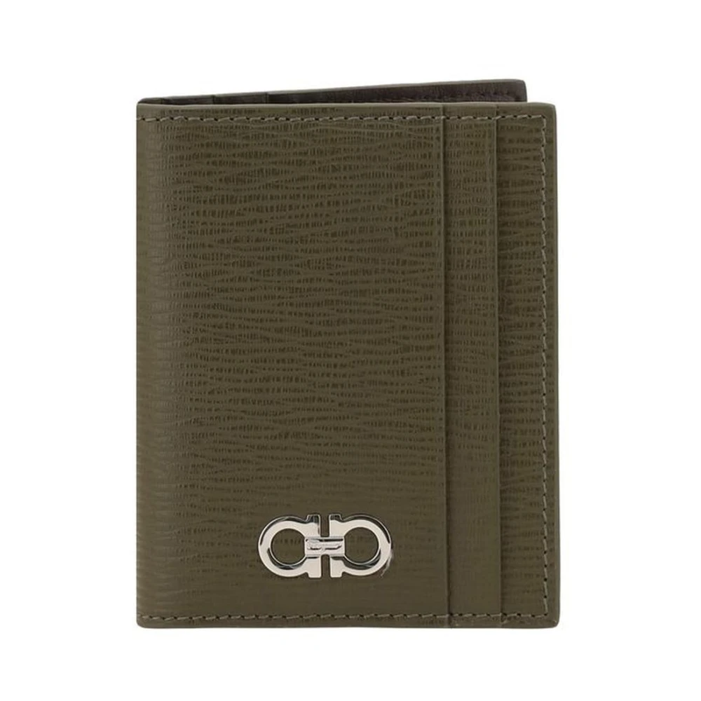 Salvatore Ferragamo Iconische Gancini leren kaarthouder Green Heren