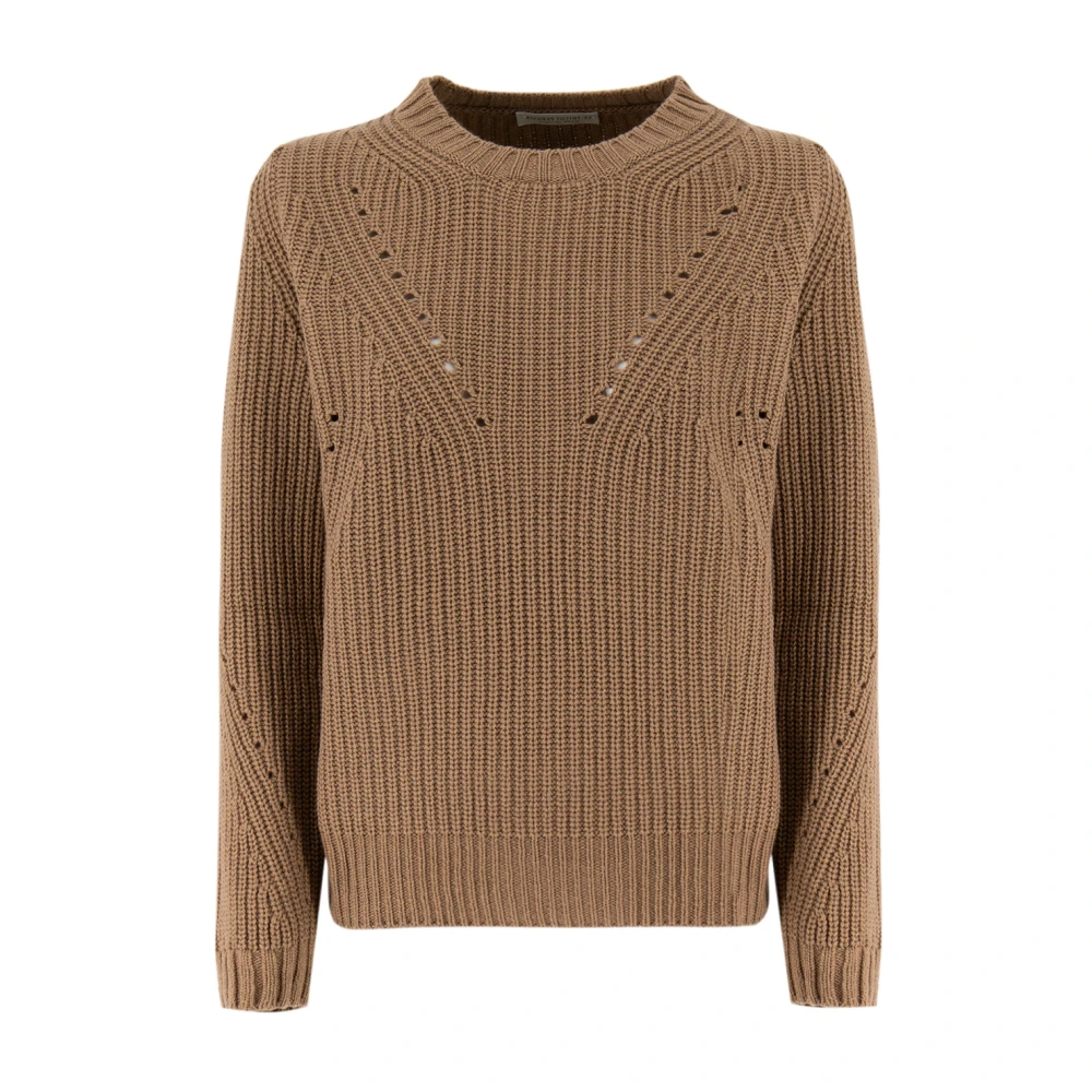 Le Tricot Perugia Klassieke Gebreide Trui Brown Dames