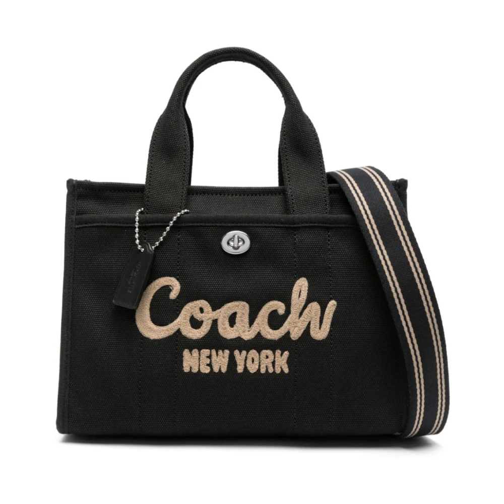 Coach Broderad Canvas Cargo Liten Tote Black, Dam