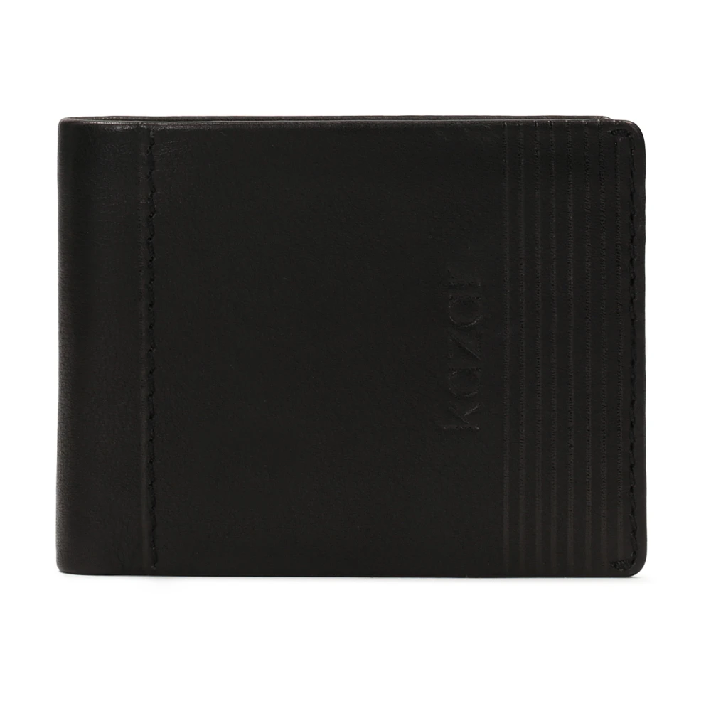 Kazar Klassieke zwarte leren herenportemonnee Black Heren