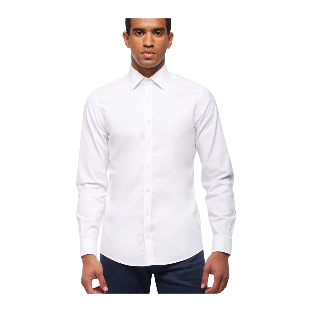 Brooks Brothers Milano Slim Fit Non-Iron Ainsley Kraag Overhemd White Heren