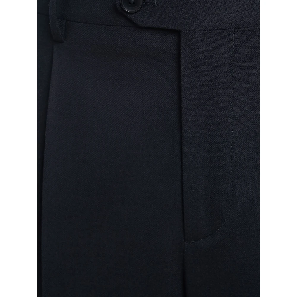 ETRO Navy Blauw Twill Broek Slim Fit Blue Heren