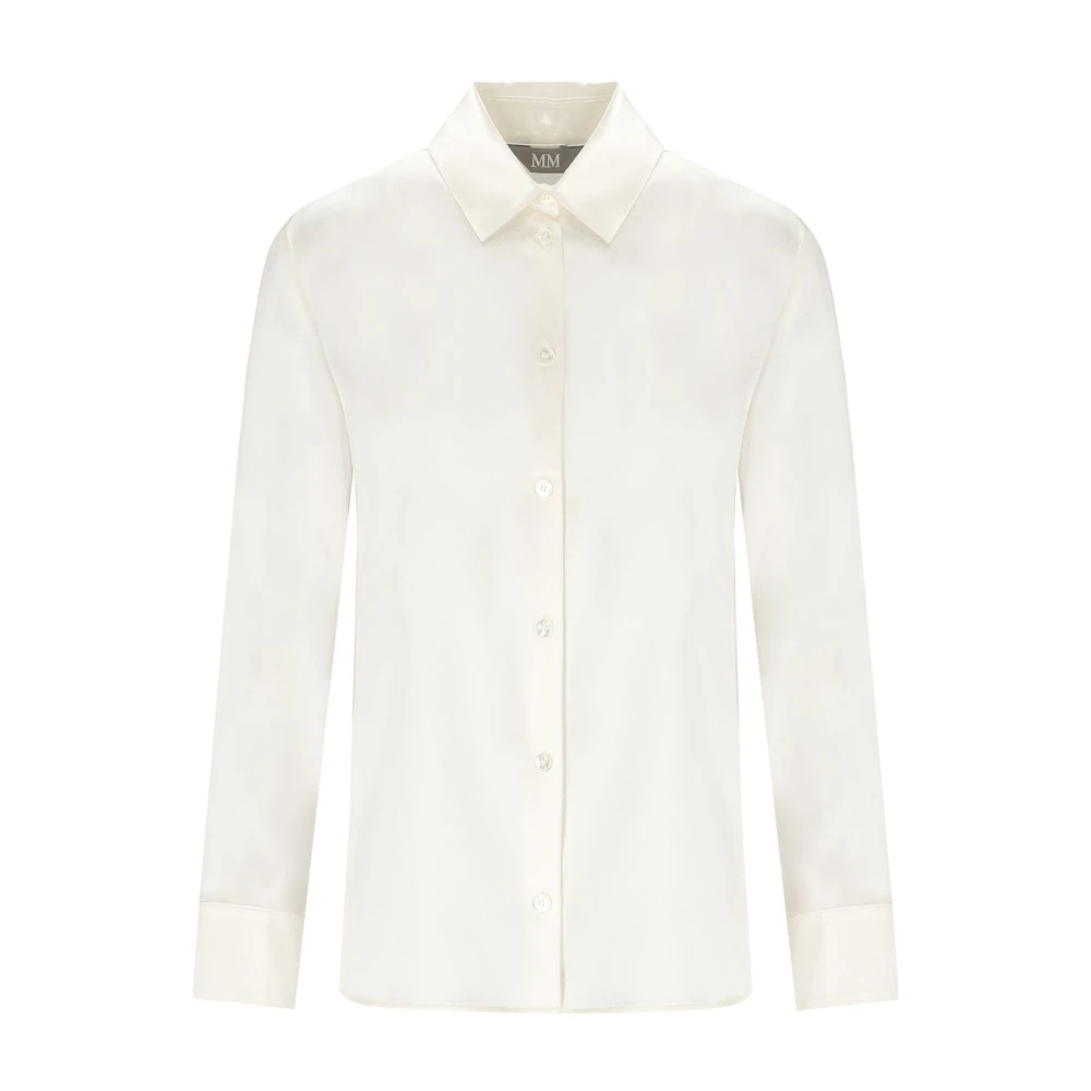 Max Mara Vrouw Beige Overhemden Dames, S, Satijn, Emiro Shirt