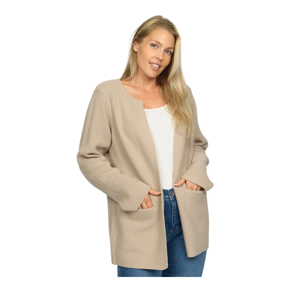 2-Biz Zacht gebreide cardigan Beige Dames
