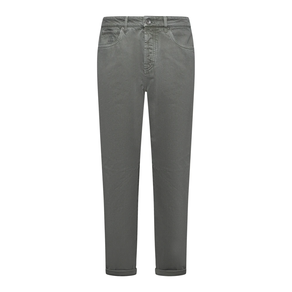 BRUNELLO CUCINELLI Groene wollen jeans Green Heren