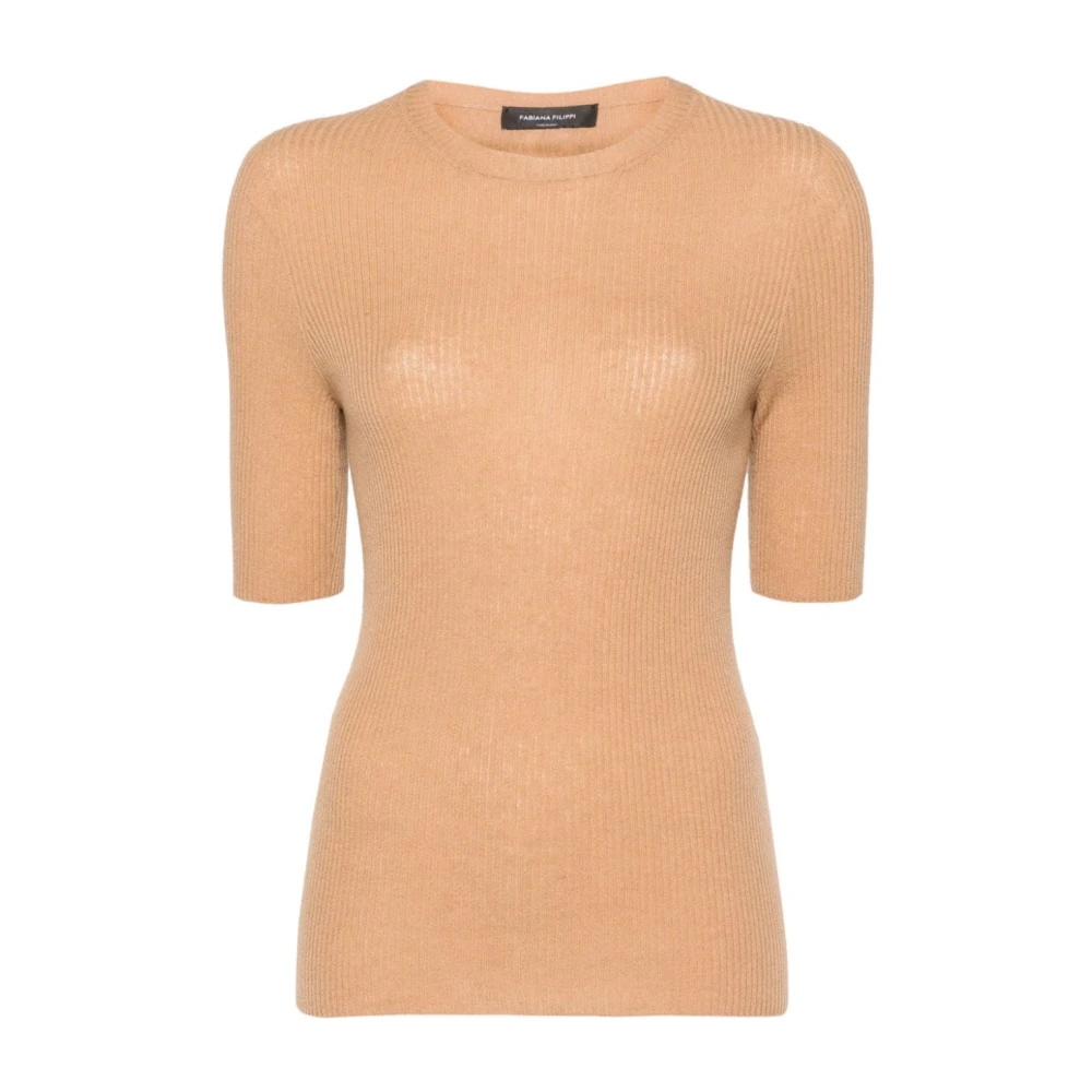 Fabiana Filippi Casual Jersey Top voor Vrouwen Beige Dames