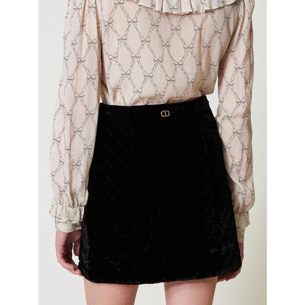 Twinset Zwarte Fluwelen Minirok Black Dames