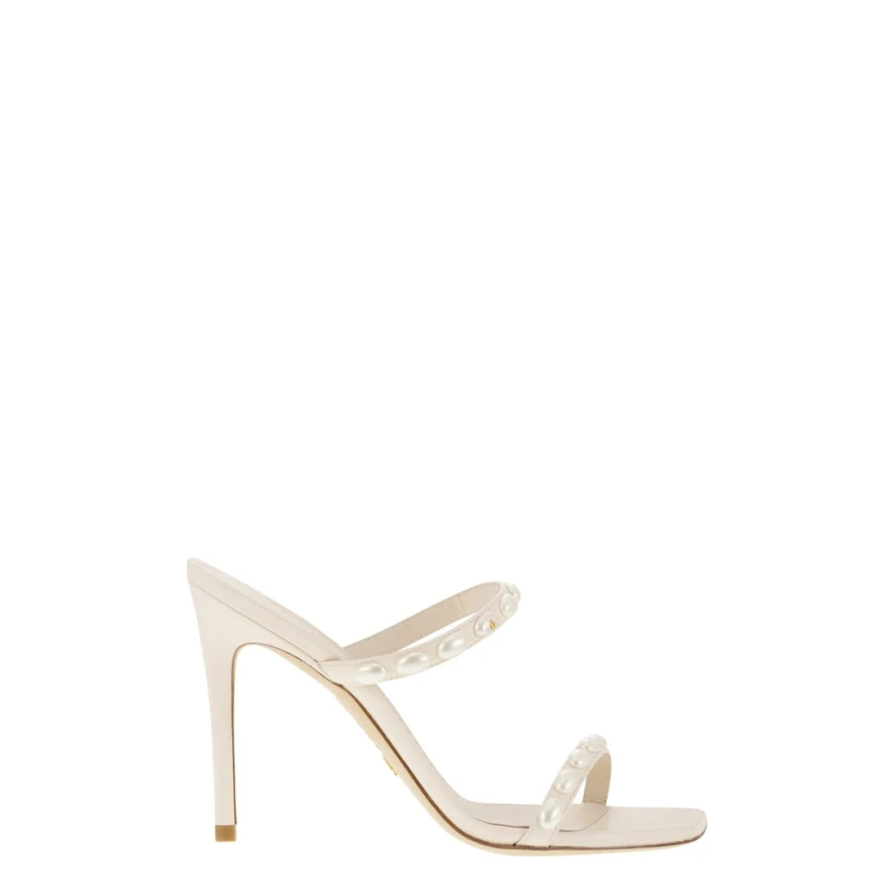 Stuart Weitzman White Heeled Mules, Female, 7 Uk, Pearlita Sandal