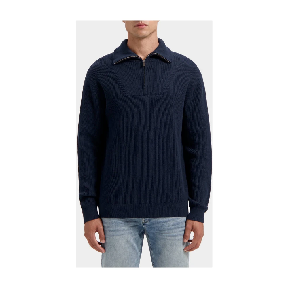 Pure Path Halfzip Gebreide Trui Blue Heren