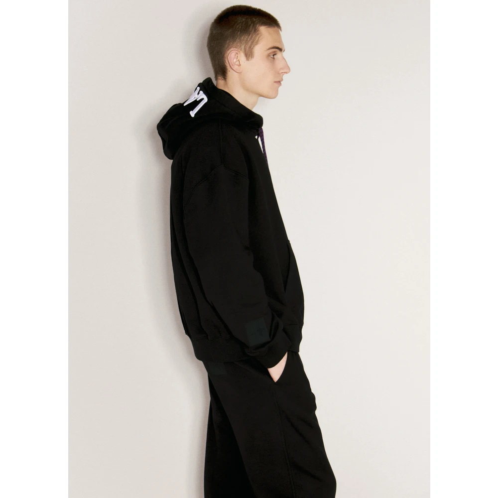 Lanvin Hoodie met logo borduursel Black Heren