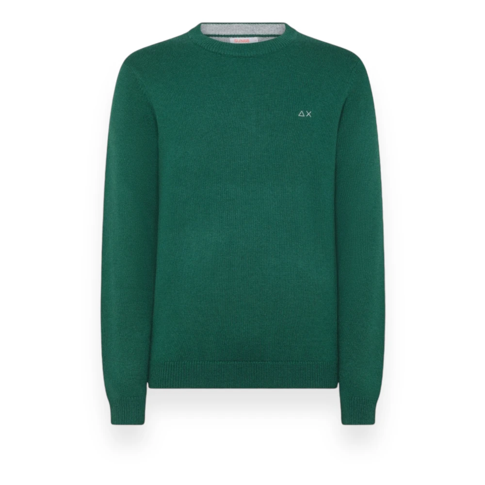 Sun68 Warm Ronde Solide Trui Green Heren