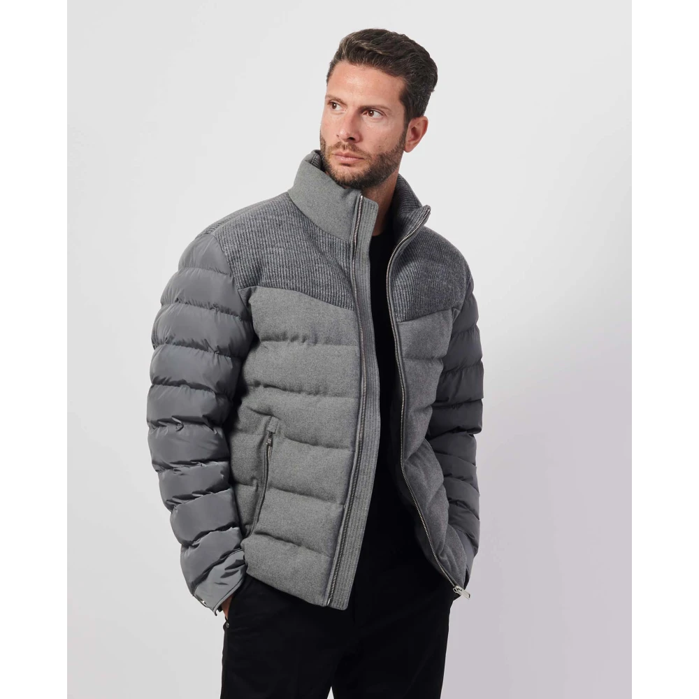 Hugo Boss Waterafstotende Grijze Jas met Wollen Paneel Gray Heren
