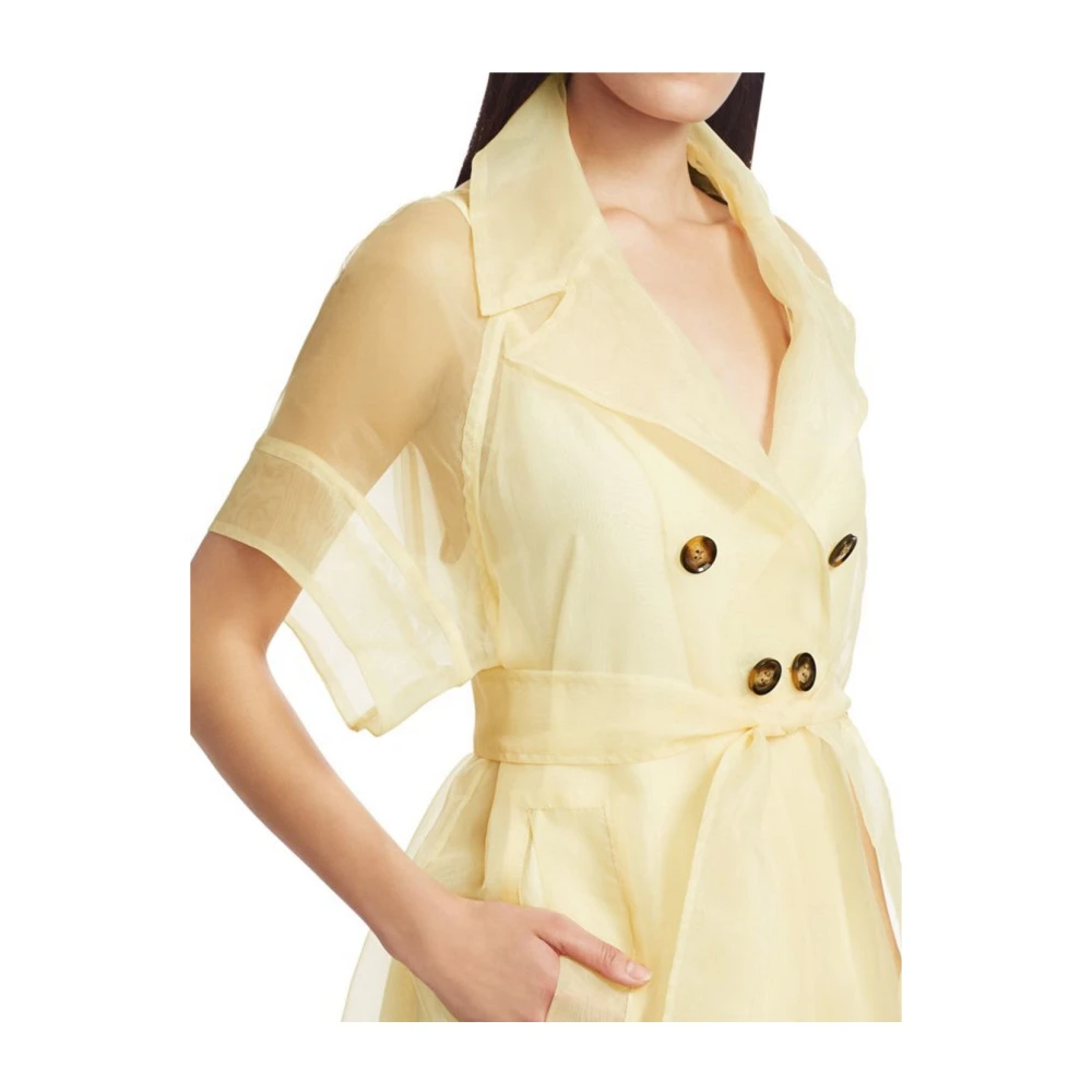BAUM UND PFERDGARTEN Chiffon Wrap Jurk Korte Mouw Knoop Yellow Dames