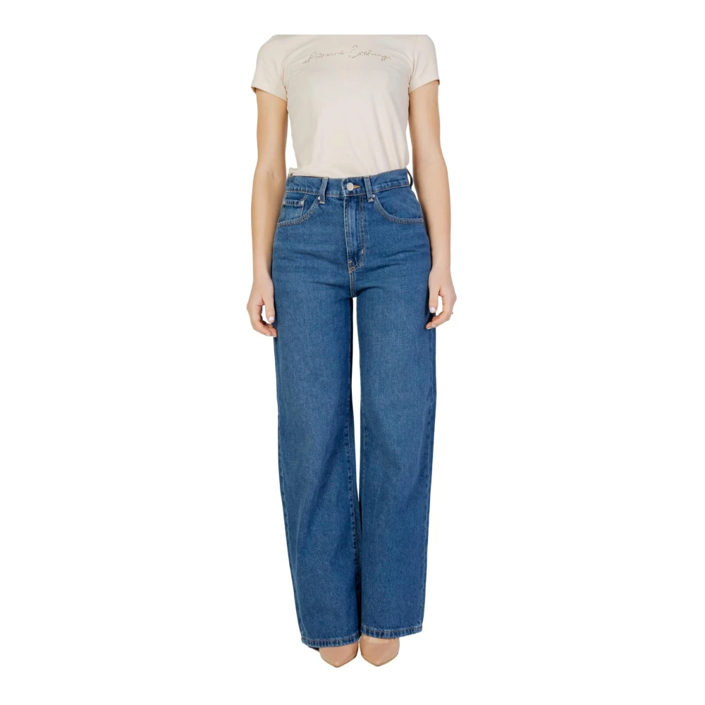 Only Blauwe Wide Leg Jeans met Zakken Blue Dames