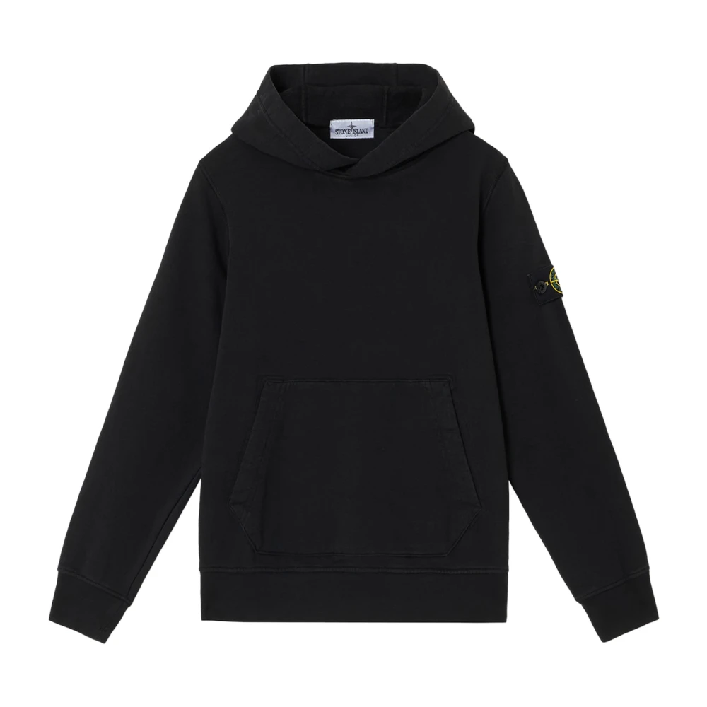 Stone Island , Hoodies, Male, Black, S, Black Jumper With Hood And Logo