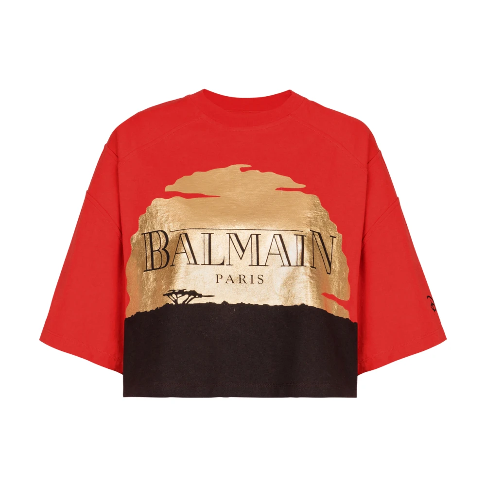 Balmain Disney x: The Lion King Zonsondergang bedrukt kort T-shirt Multicolor Dames