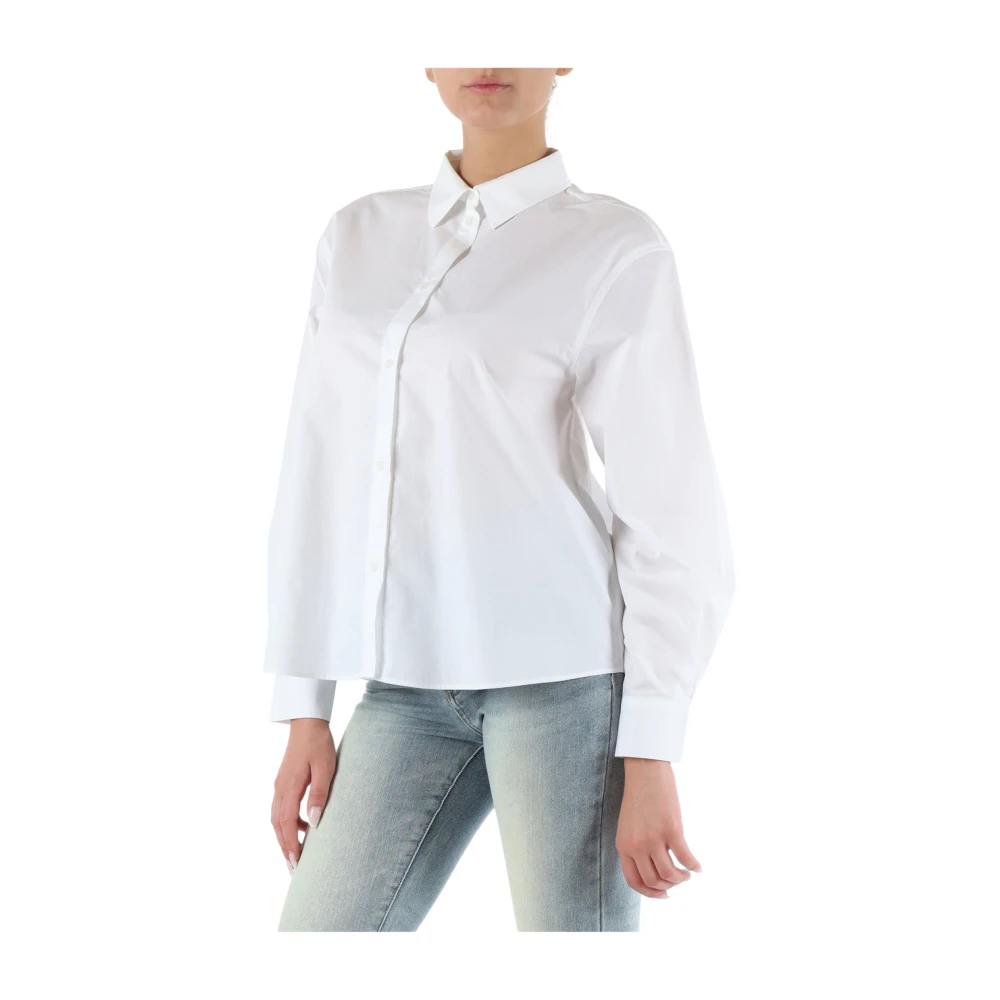 Armani Exchange Katoenen overhemd met logoborduursel White Dames