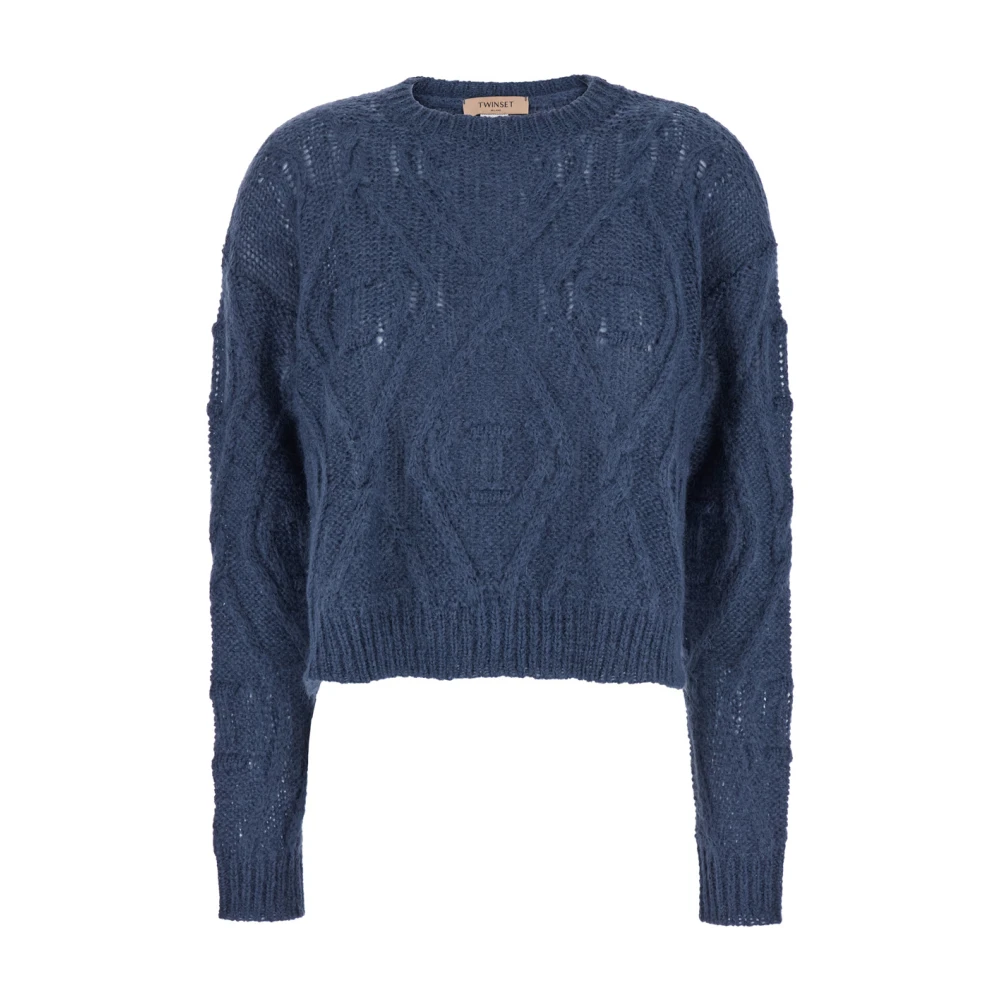 Twinset Gezellige Ronde Hals Gebreide Truien Blue Dames