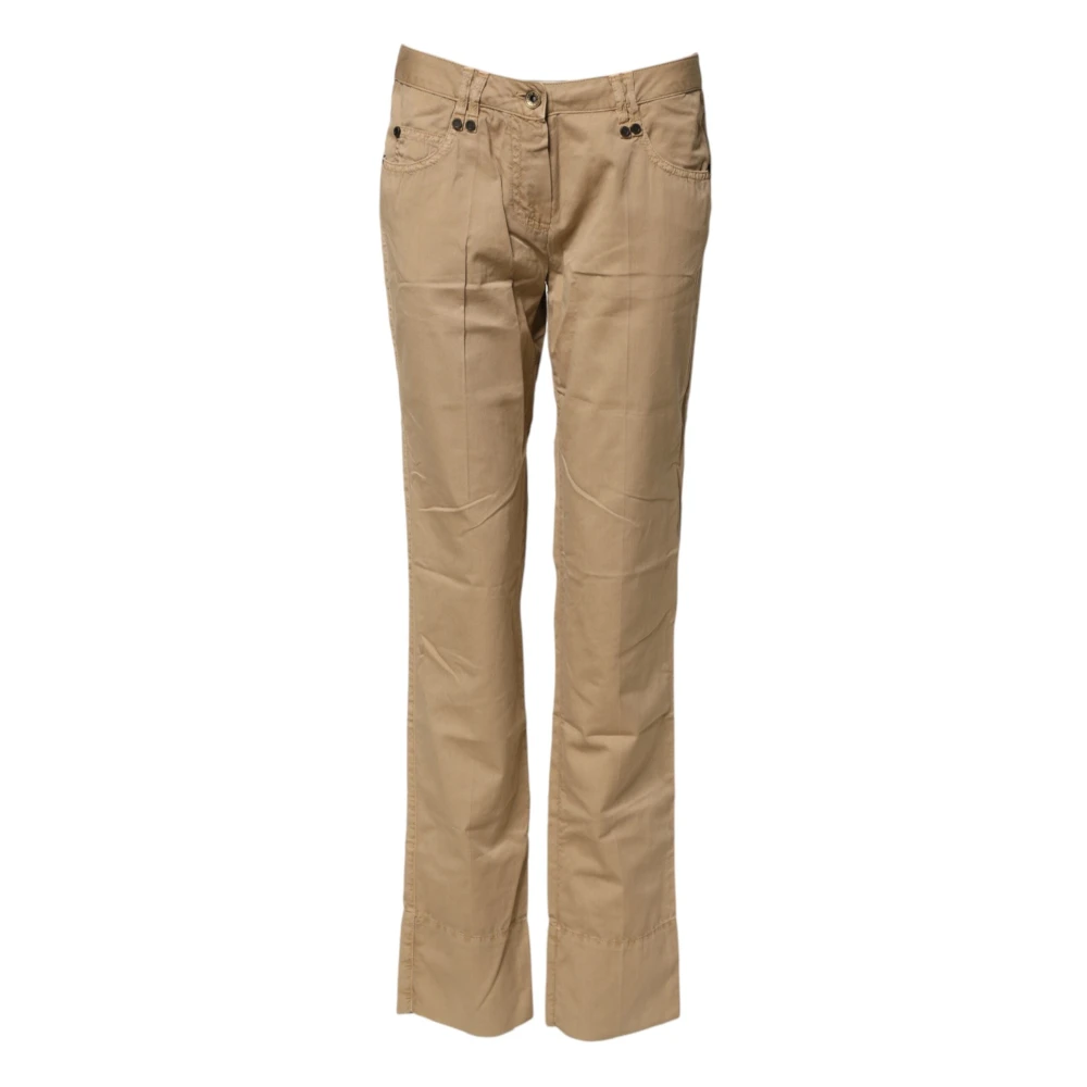 Plein Sud Straight Cotton Stretch Chino Trousers - Female - Straight Trousers - Beige - S - Trousers