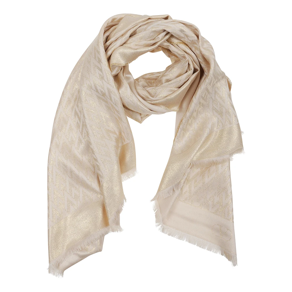 Valentino Garavani Gouden Lurex Stole Toute La V Beige Dames