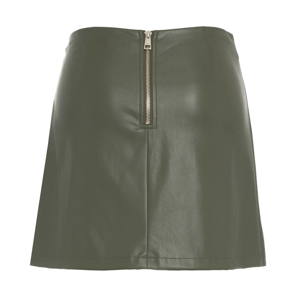 Liu Jo Glitter Mini Geplooide Imitatie Leren Rok Green Dames