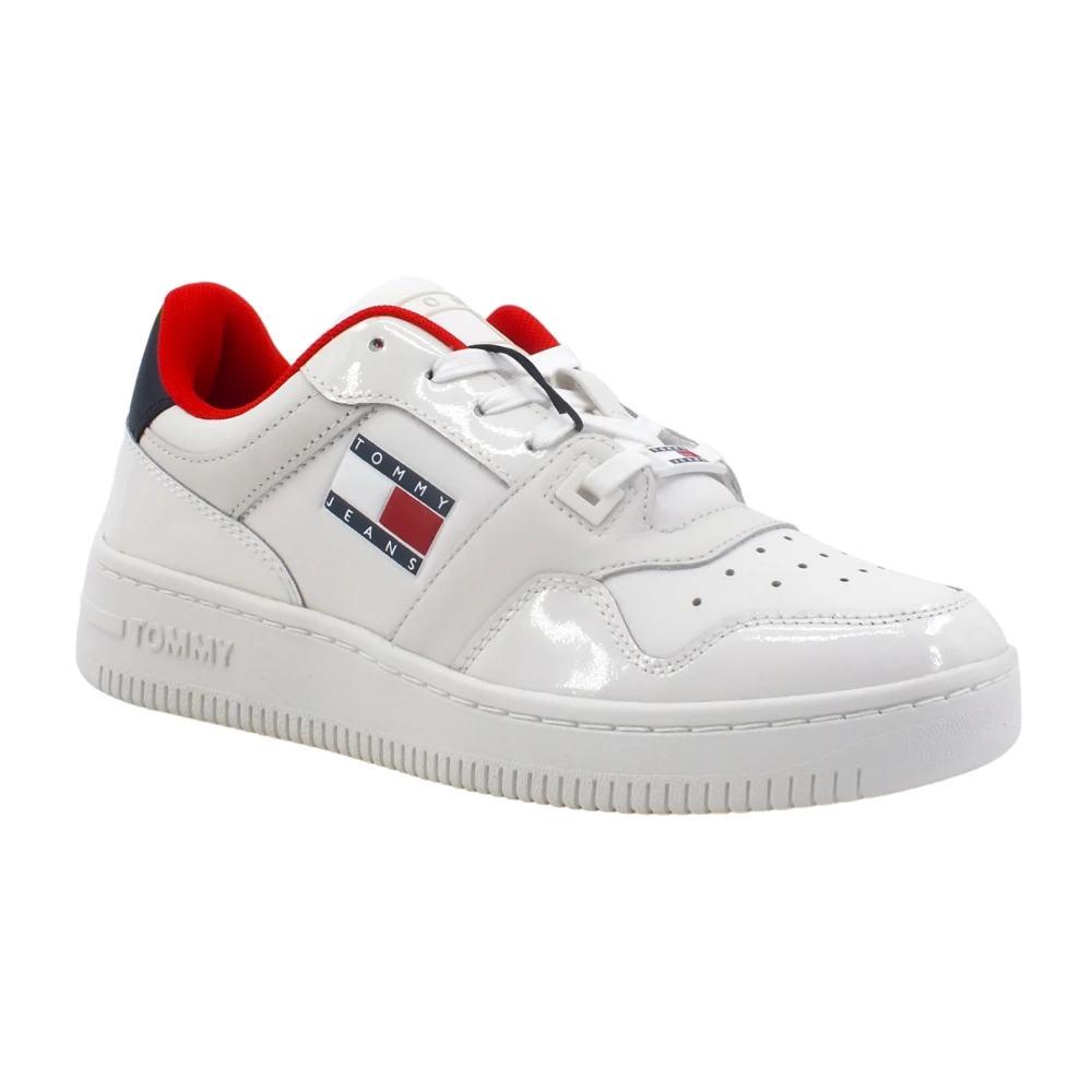 Tommy Hilfiger Retro Basket Glossy Dames Schoenen Wit