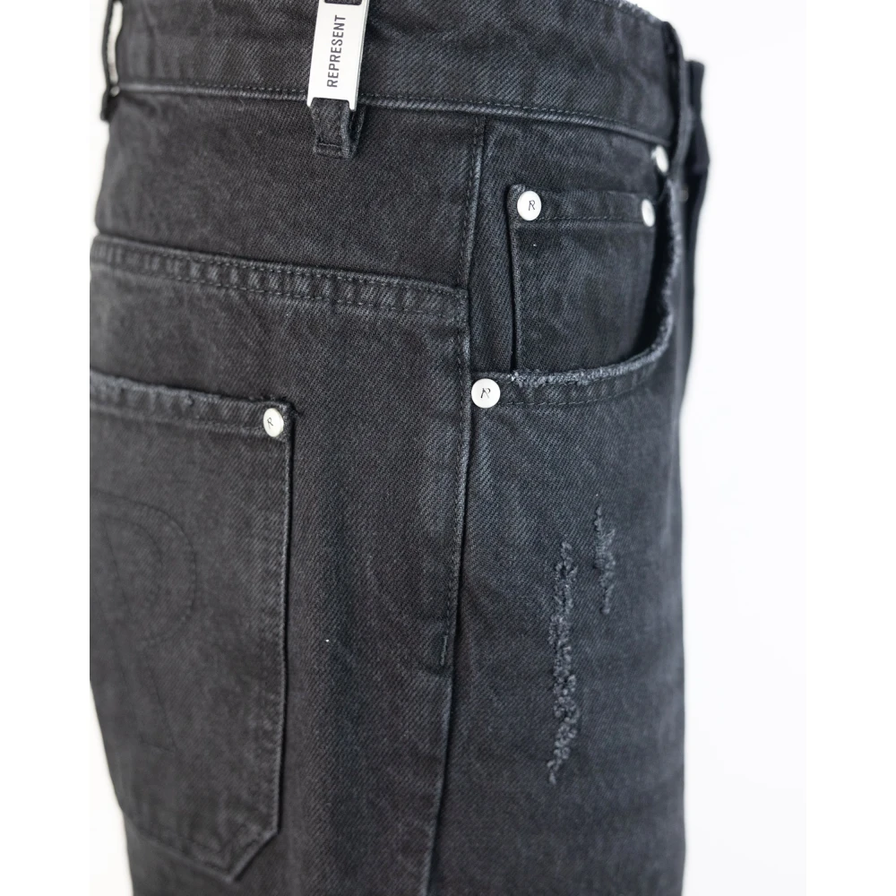 Represent Zwarte Denim Jeans Dubbele Zak Scratch Black Heren