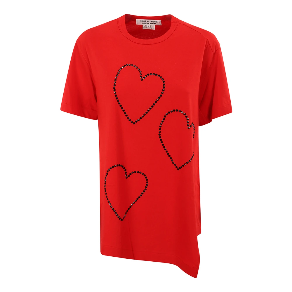 Comme des Garçons Hart Motief Kristal Crew-Neck T-Shirt Red Dames