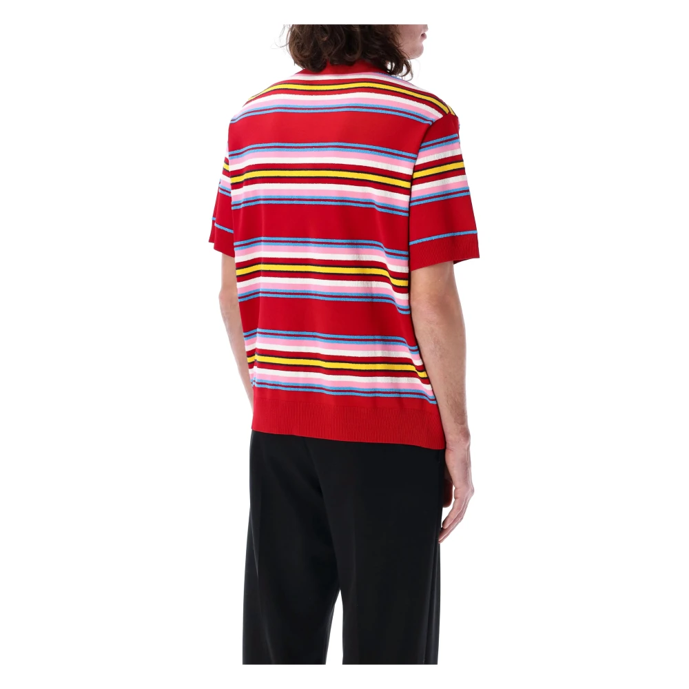 Casablanca Gestreept Gebreid Poloshirt Rood Multi Multicolor Heren