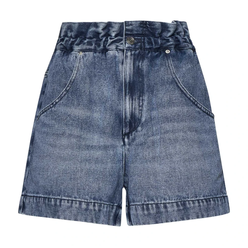 Isabel marant Blauwe Denim Shorts Hoge Taille Vervaagd Blue Dames