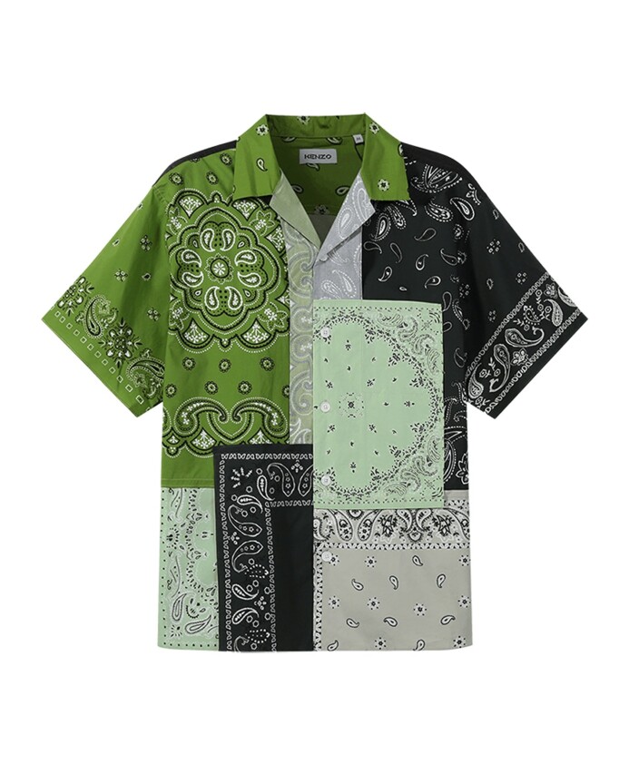 chemise-en-coton-vert-a-manches-courtes