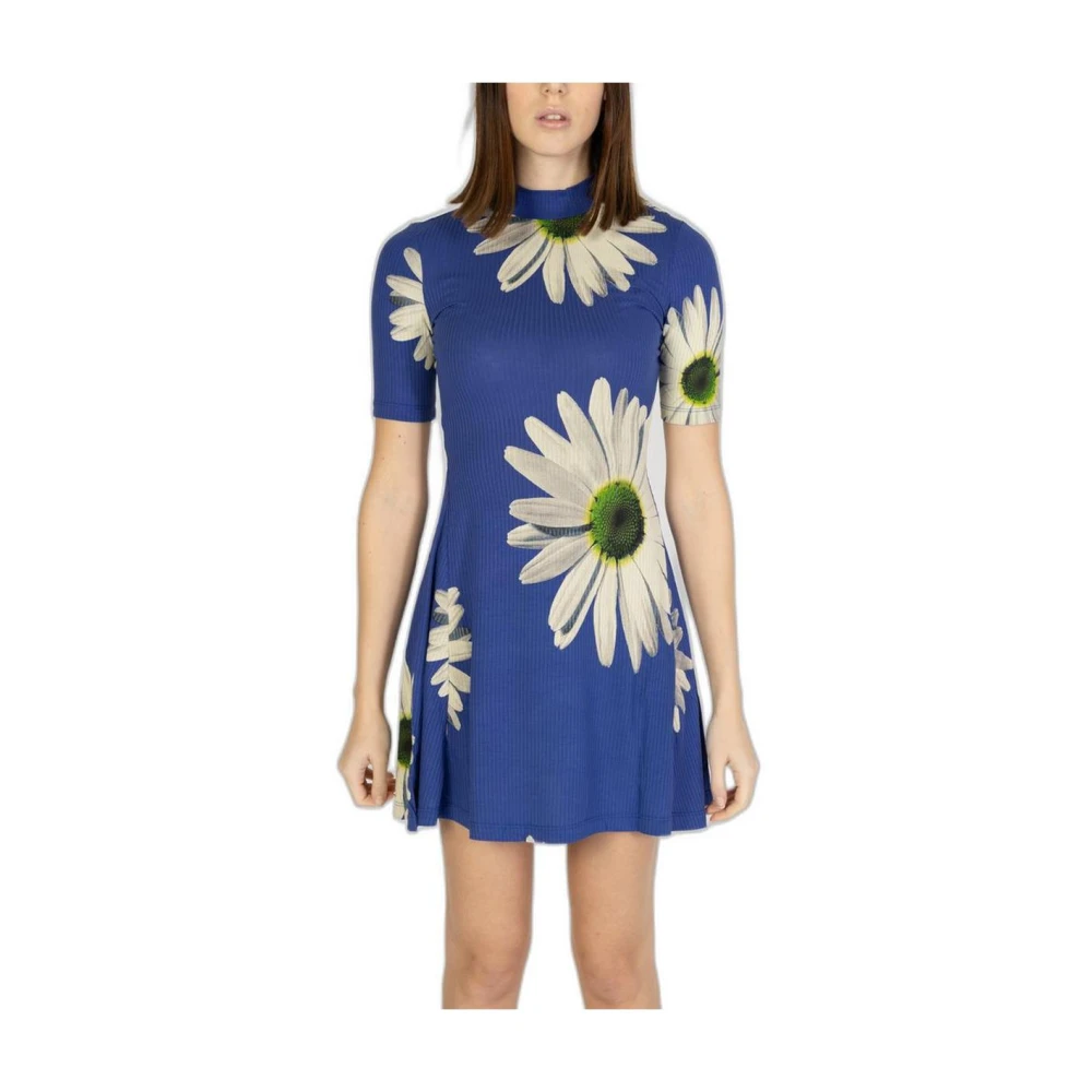 Desigual Blauwe Viscose Midi Jurk met Elastaan Blue Dames