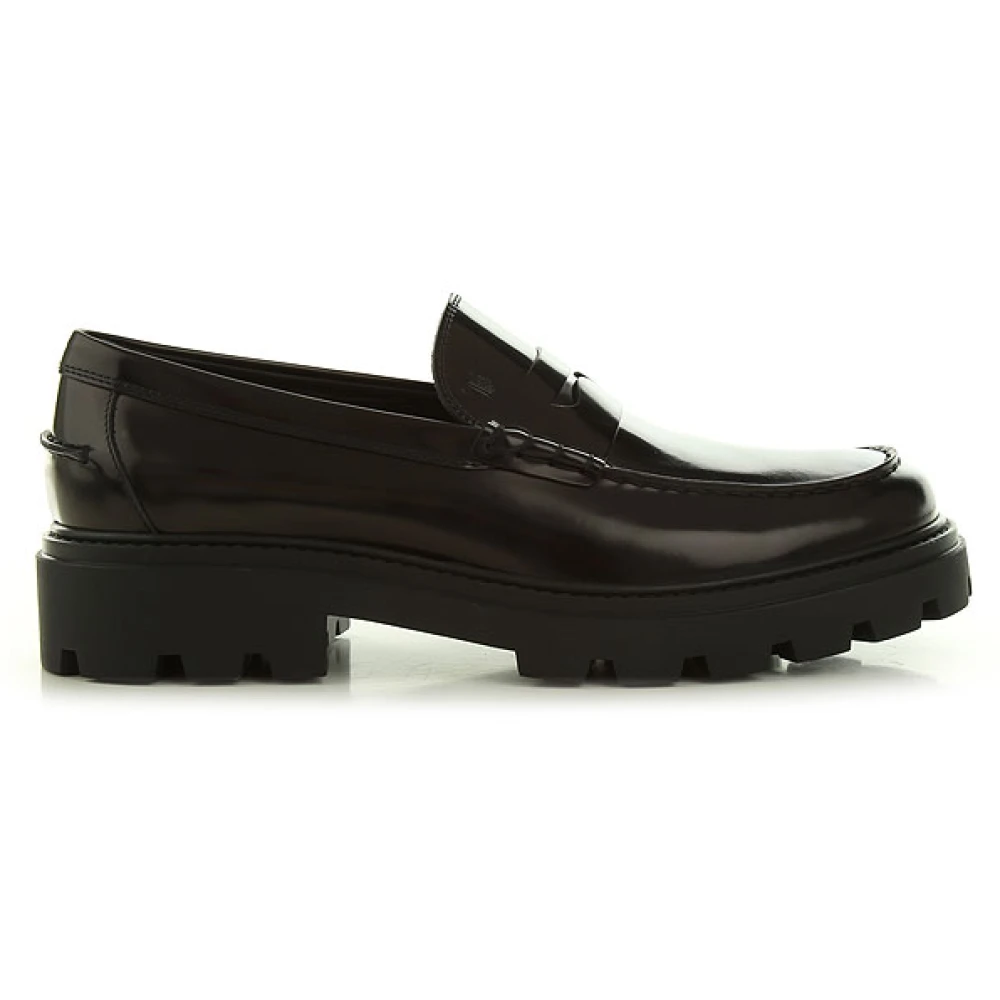 TOD'S Zwarte Leren Mocassin met Lug-Style Zool Black Heren