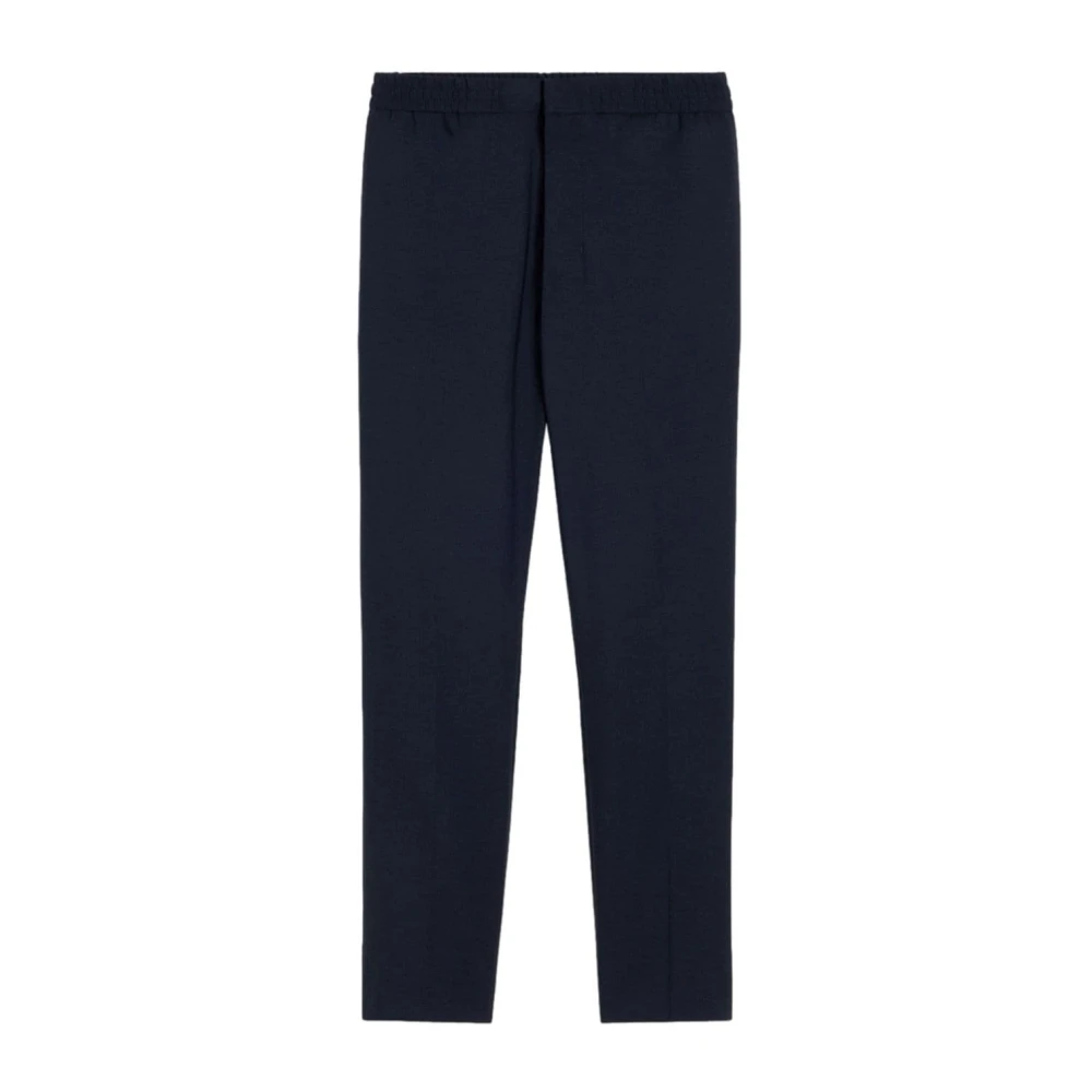 Ami Paris Blauwe Wol Straight Leg Broek Blue Heren