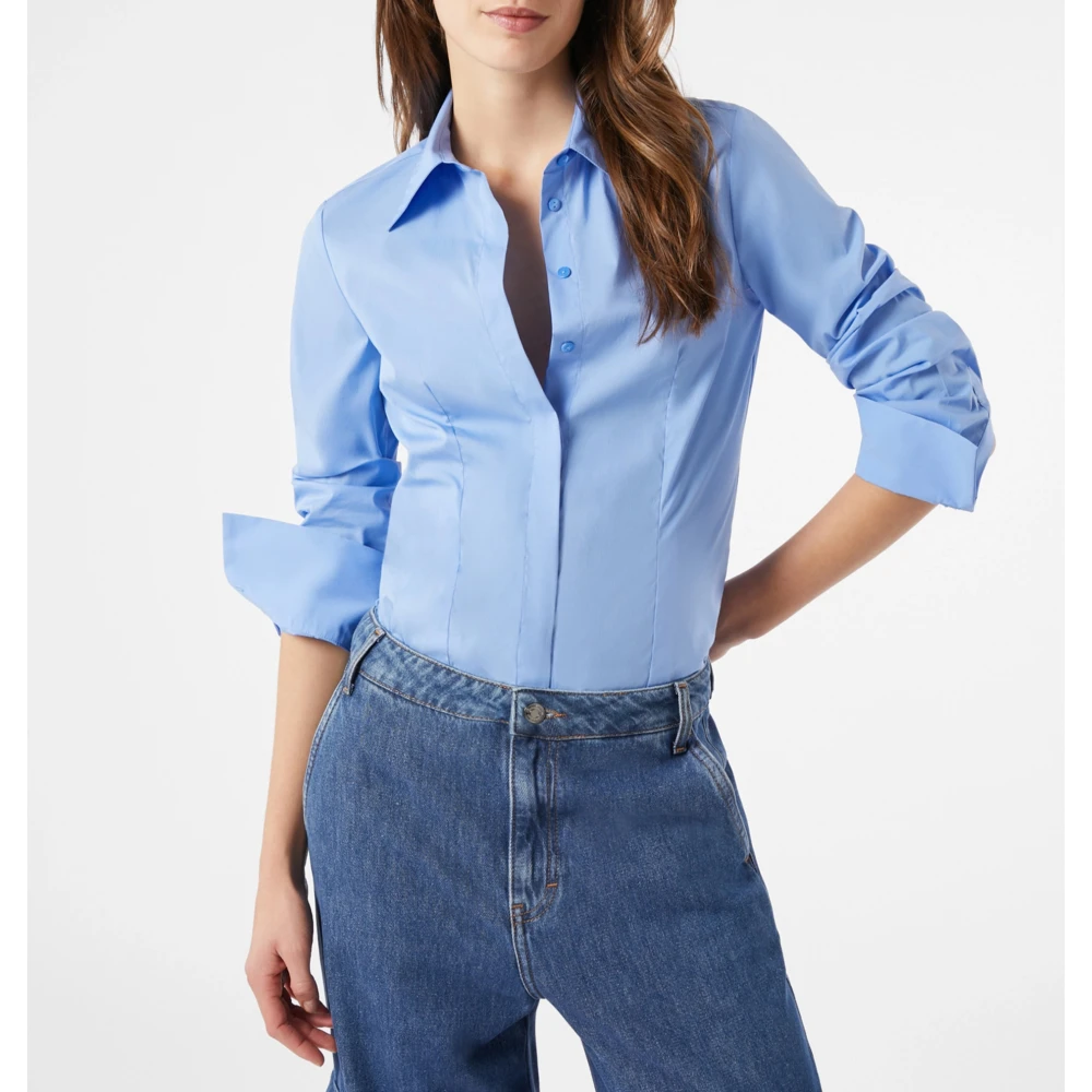 Pennyblack Slim Popeline Shirt Margaret Blue Dames
