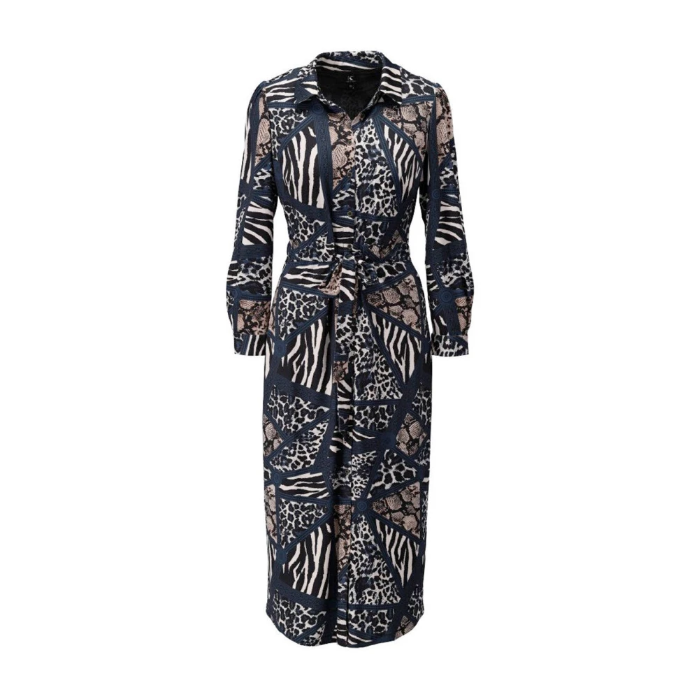 K-Design Maxi jurk met dierenprint en trekkoord Multicolor Dames