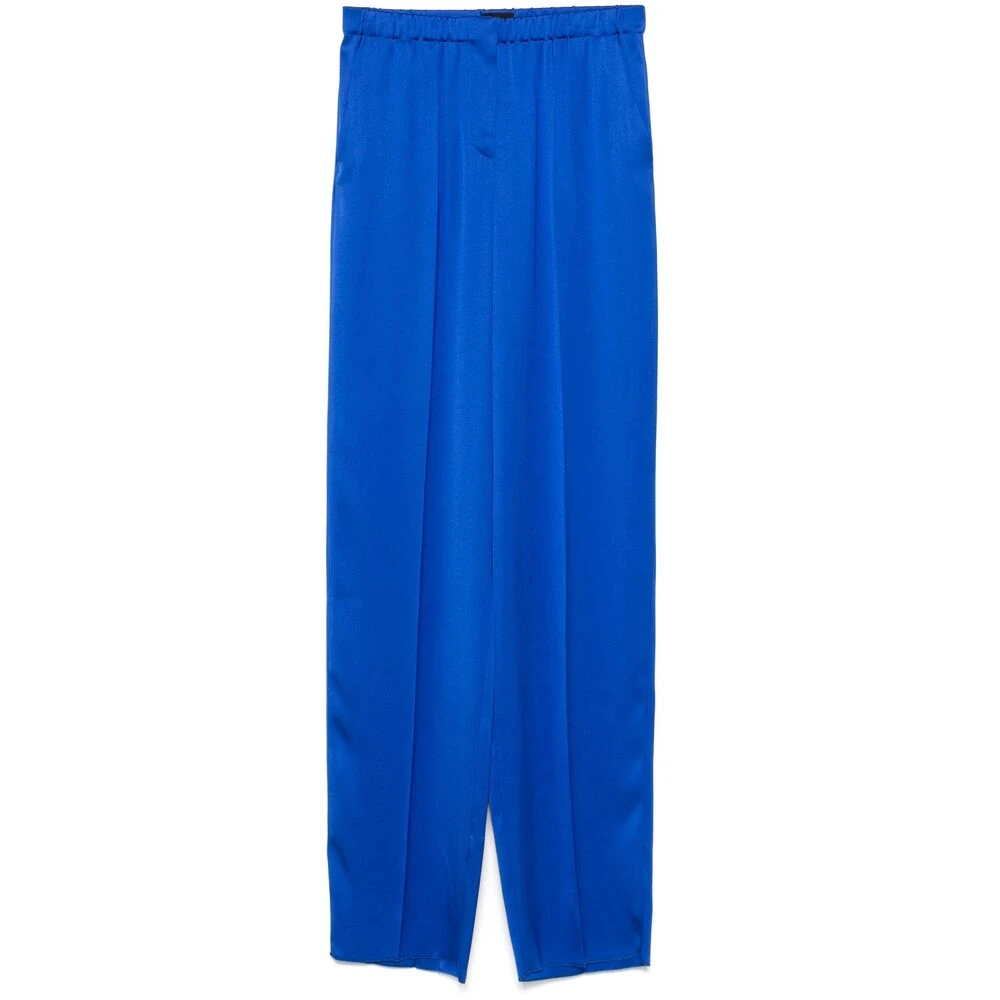 Giorgio Armani Koningsblauwe Zijden Satijnen Broek Blue Dames