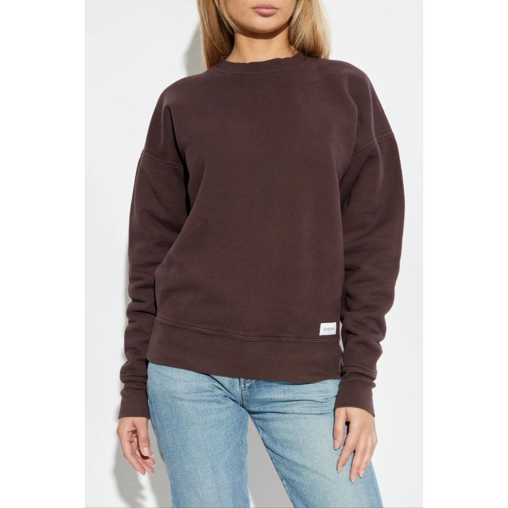 Saint Laurent Katoenen Sweatshirt met Logopatch Brown Dames