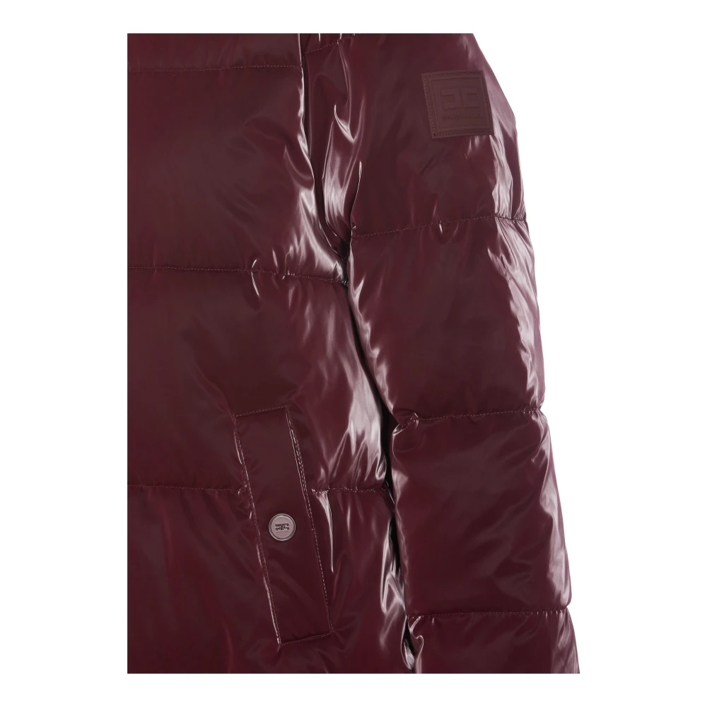 Elisabetta Franchi Bordeaux Gewatteerde Donsjas met Rits Red Dames