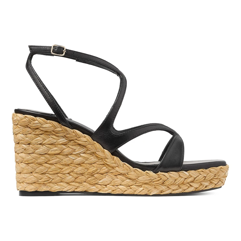 Jimmy Choo Vrouw Zwart Schoenen Dames, 37 Eu, E Raffia Sleehakken Met Vierkante Neus