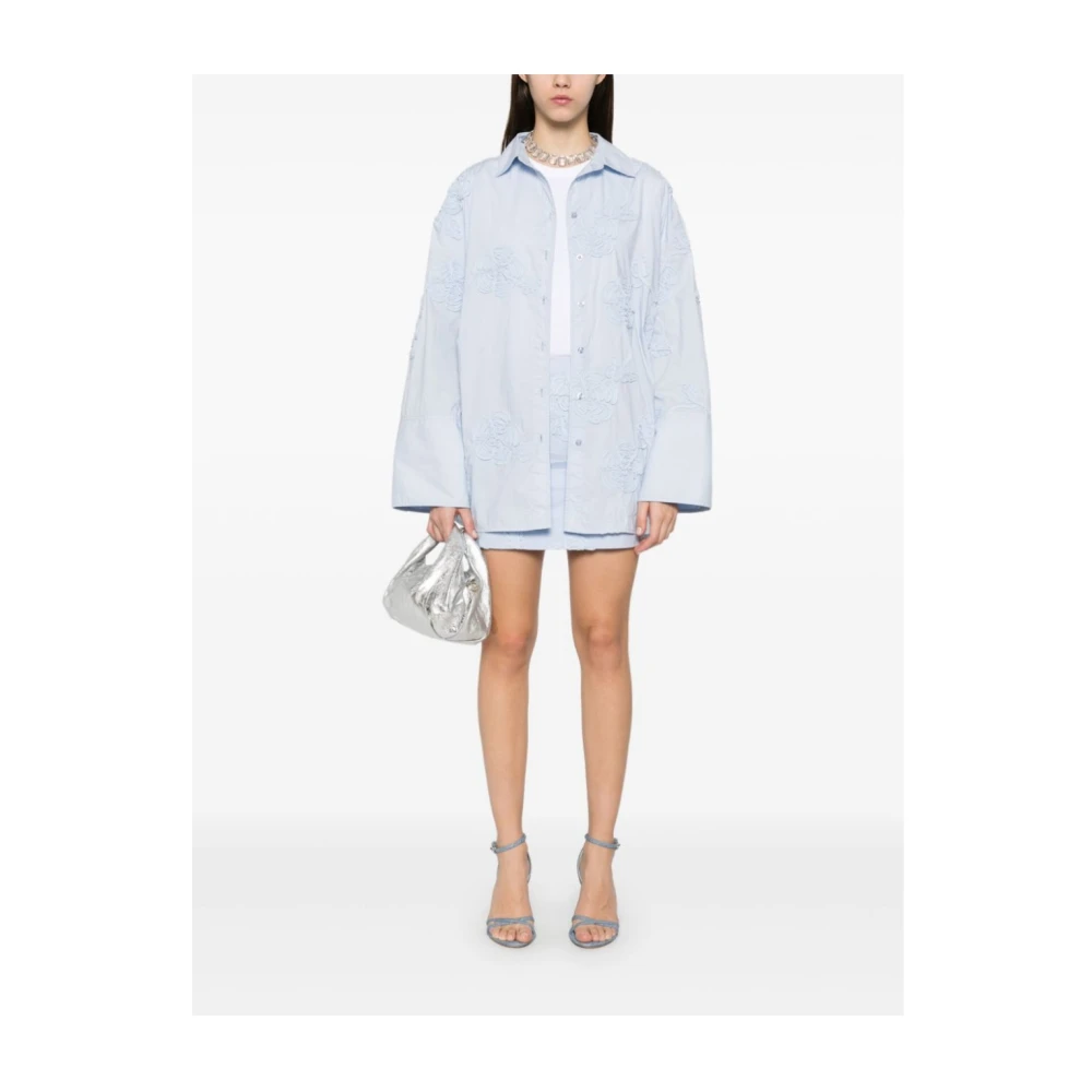 Rotate Birger Christensen Cotton Mini Rok Skyway Blue Dames