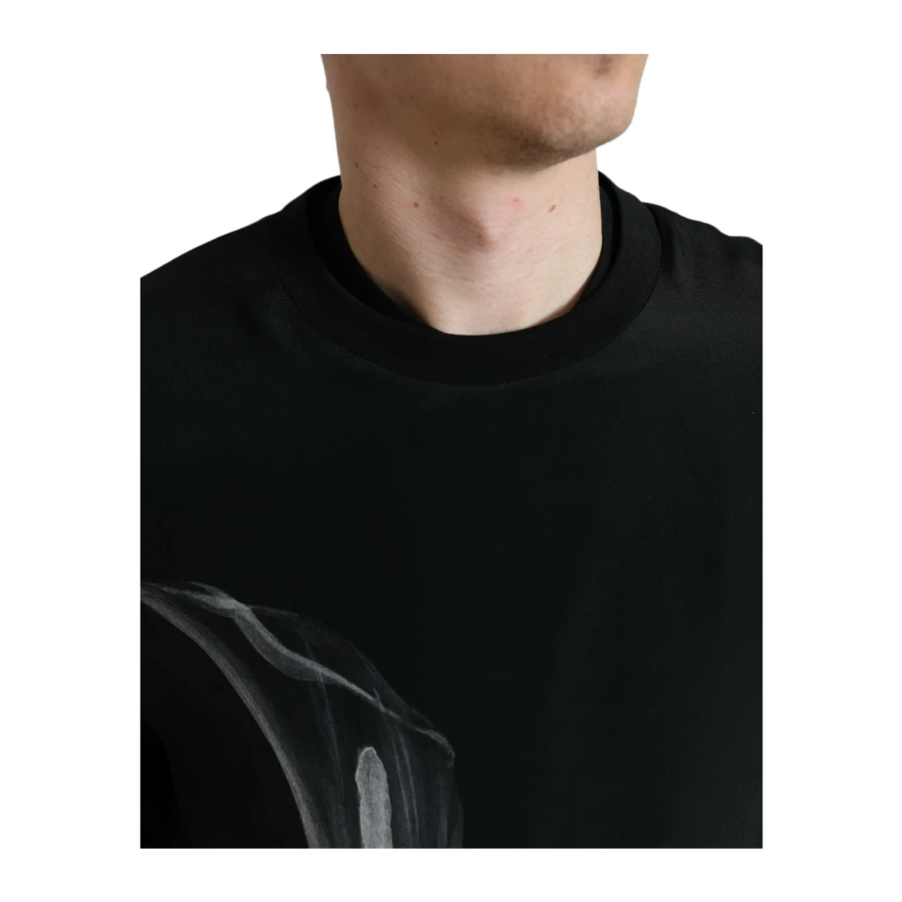 Dolce & Gabbana Zwart Bloemenprint Crew Neck Sweater Black Heren