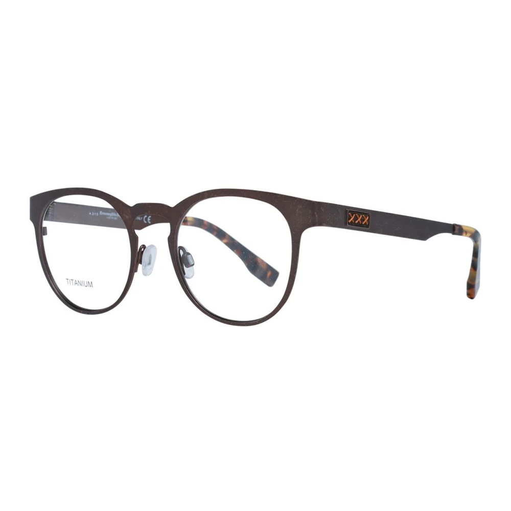 Ermenegildo Zegna Stijlvolle Ronde Optische Monturen Brown Heren