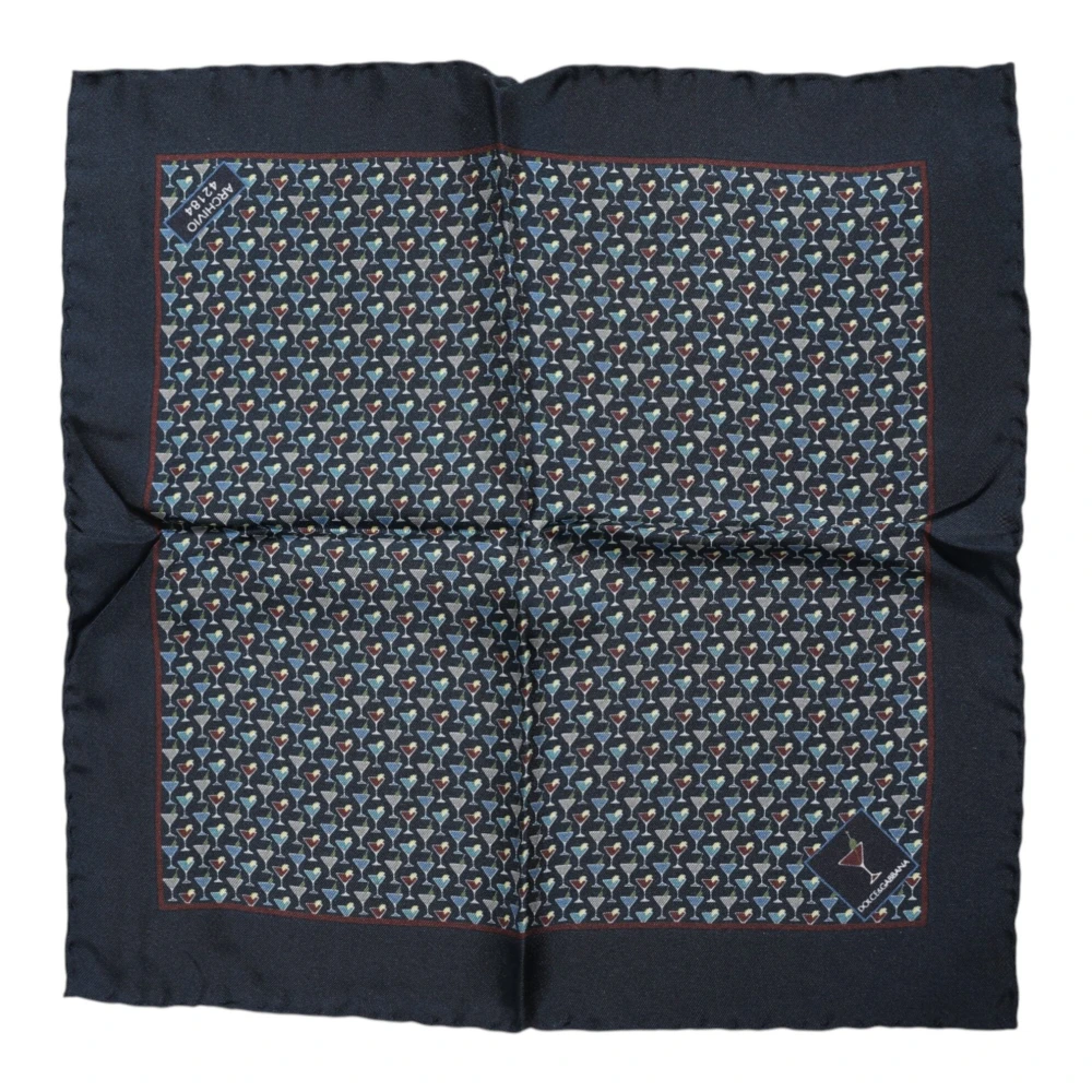 Dolce & Gabbana Men's Blue Handkerchiefs, One Size, Cocktail Silk Square Foulard Scarf
