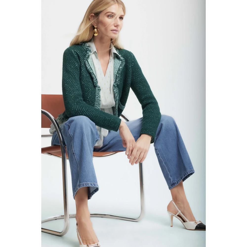 Kocca Alpaca Blend Cardigan met franjes Green Dames