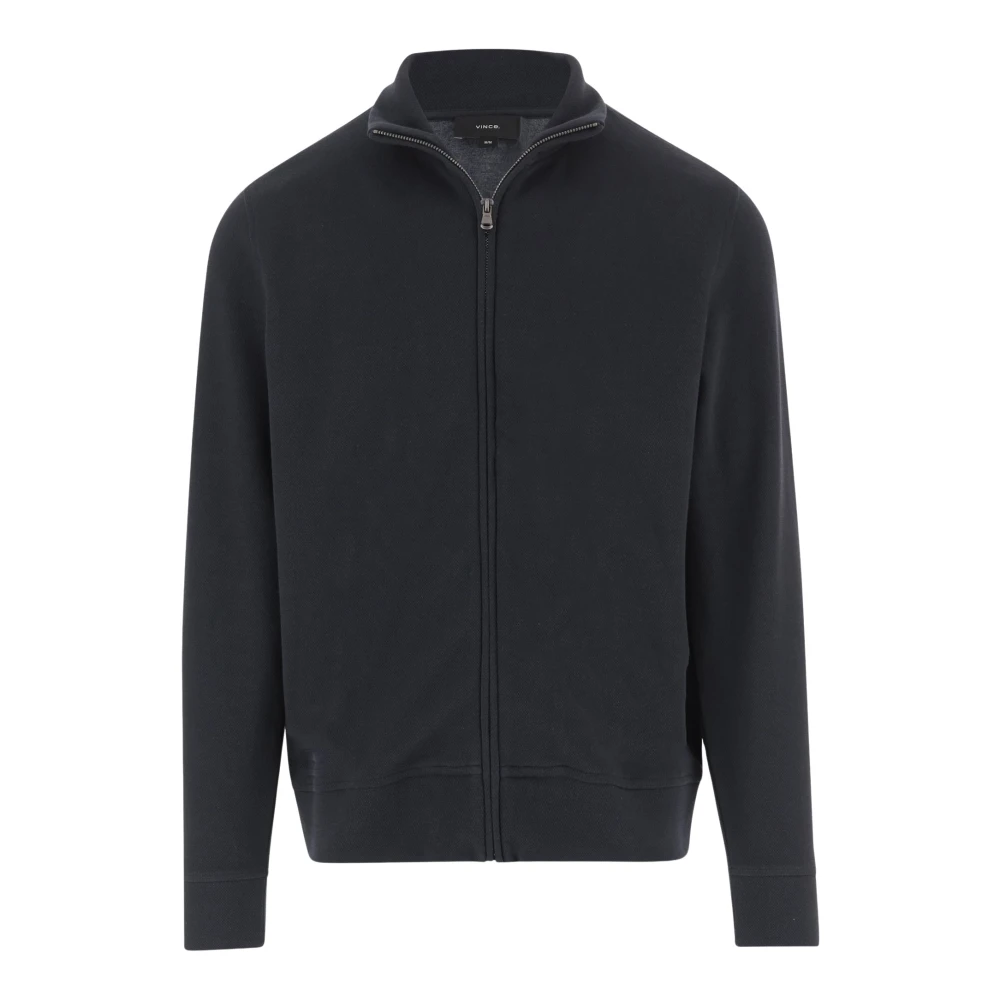 Vince Men's Gray Cotton Blend Zip-Up Sweater