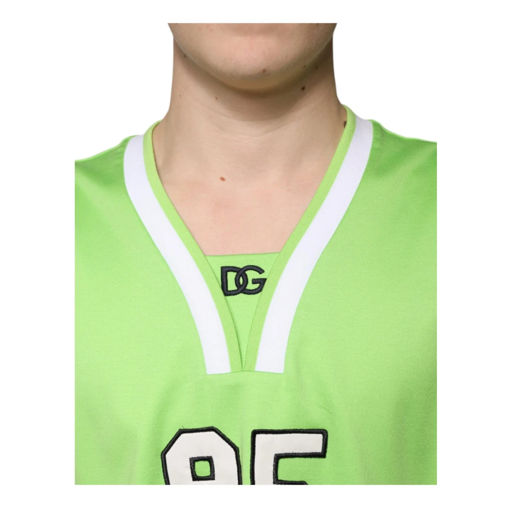 Dolce & Gabbana Groene V-hals Jersey T-shirt Mannen Green Heren